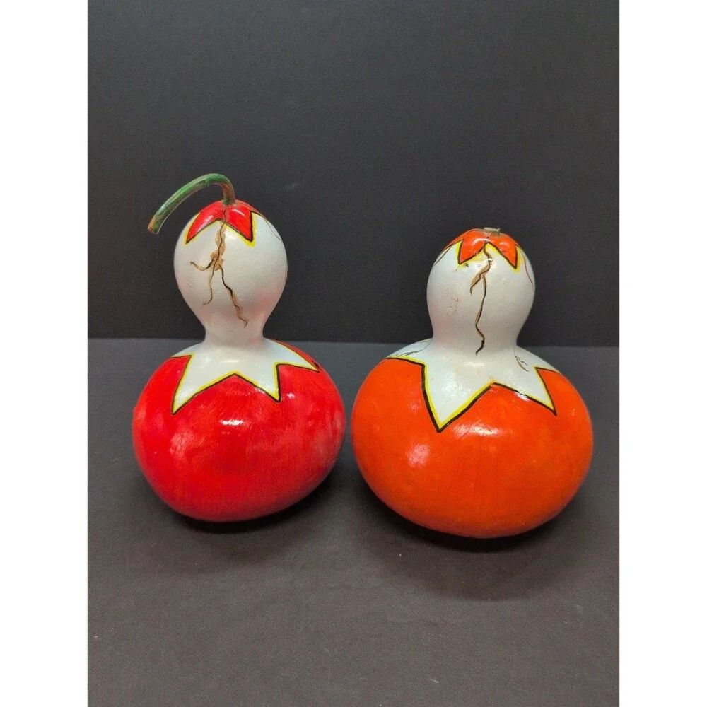 Set Of 2 Halloween Ghost/Candy Corn Handpainted Gourd/Fall